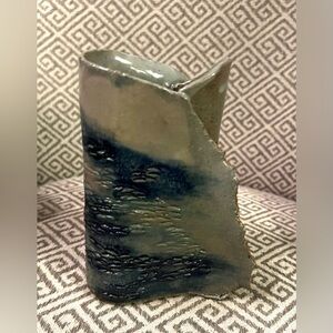New Handmade Artistic Ceramic Sculpture/Vase with Blue/Brown Desk Accessory.